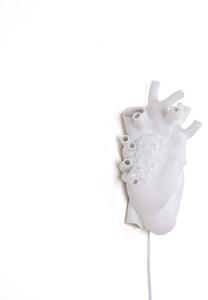 SELETTI Aplică de perete LED Heart Lamp din porțelan, alb, Alb, Camera de zi / sufragerie, Ceramică, Design