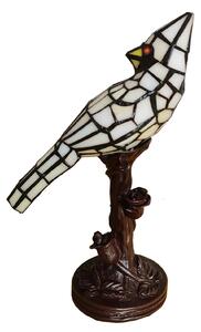 Clayre&Eef Lampă de masă 5LL-6102N pasăre, crem, stil Tiffany, Maro / Rugină, Camera de zi / sufragerie, Plastic, Tiffany