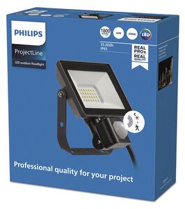 Philips Spot de exterior ProjectLine Senzor 3000K 20W, Negru, Metal, Spot de exterior / vârf de pământ