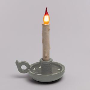 SELETTI Lampă LED de masă Grimm Bugia, lumânare, gri, reglabil, Gri, Camera de zi / sufragerie, Plastic, Design