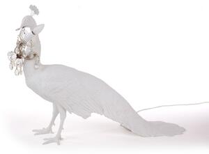 SELETTI Lampă LED deco Peacock Lamp, alb, sticlă cristale, reglabil, Alb, Camera de zi / sufragerie, Plastic, Design