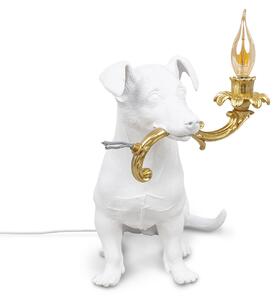 SELETTI Lampă LED decorativă de masă Rio, Câine pe alb, Alb, Camera de zi / sufragerie, Plastic, Design