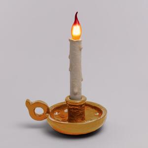 SELETTI Lampă LED de masă Grimm Bugia, lumânare, auriu, reglabil, Auriu / Alamă, Camera de zi / sufragerie, Plastic, Design