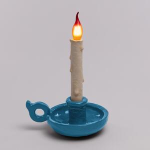 SELETTI Lampă LED de masă Grimm Bugia, lumânare, albastru, reglabil, Albastru, Camera de zi / sufragerie, Plastic, Design