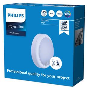 Philips Wall-mounted aplică per. senz Ø 18,2cm 840, Alb, Hol, Plastic