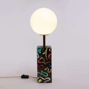 SELETTI Lampă de masă LED Toiletpaper motiv șarpe, reglabil, Negru, Camera de zi / sufragerie, Ceramică, Design