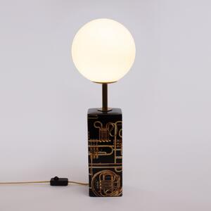 SELETTI Lampă de masă LED Toiletpaper motiv trompetă, reglabil, Negru, Camera de zi / sufragerie, Ceramică, Design