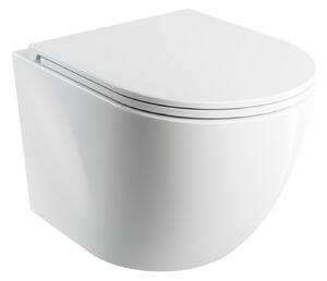 Omnires Ottawa vas wc cu capac soft-close agăţat fără margine cu spălare turbionară alb lucios OTTAWASPMWBP