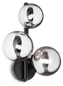IDEAL LUX Aplică Perlage negru/gri fum, cu 3 becuri, Negru, Camera de zi / sufragerie, Metal