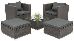 Mobilier de grădină din technorattan Roma Terrace + 2 pufuri Garden Point antracit