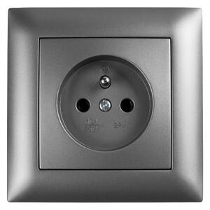 Priză simplă cu împământare și ramă OSTE JNH001-G Black