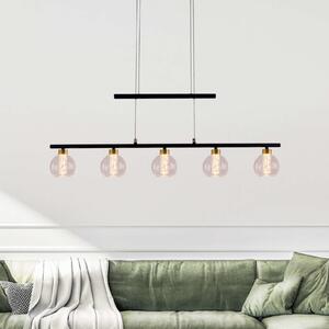 Näve Lampă suspendată LED alamă, 5 becuri, reglabilă, reglabil, Negru, Camera de zi / sufragerie, Metal