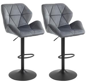 HOMCOM Set de 2 Scaune de Bar Sau Bucătărie cu Design Geometric, Gri | Aosom Romania