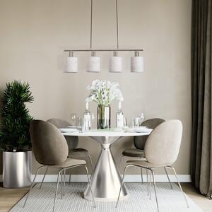 Näve Lampă suspendată Maron, 4 becuri, textil, natur, reglabil, Bej, Camera de zi / sufragerie, Metal