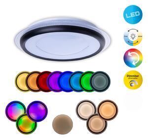 Näve Plafonieră LED Canna RGB CCT cu telecomandă, reglabil, Negru, Camera de zi / sufragerie, Metal