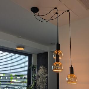 SEGULA Lampa suspendată Spyder 3 Wave, negru, cu becuri, reglabil, Negru, Camera de zi / sufragerie, Metal