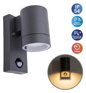 Näve Aplică de exterior Rombe cu senzor, 1 bec, Negru, Metal