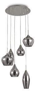 Ideallux Ideal Lux Soft lampă suspendată 6 becuri crom/fum, reglabil, Gri, Camera de zi / sufragerie, Sticlă