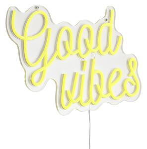 Lumină de perete neon galbenă cu LED inclus - Good Vibes