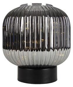 Lampă de masă Art Deco neagră cu sticlă fumurie, incl. cablu de lumină E27 - Karel