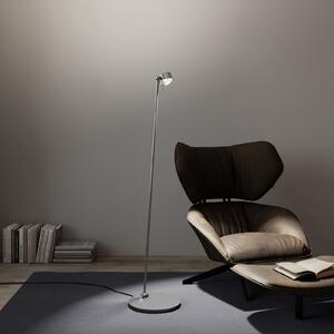 Top Light Puk! 80 Floor LED lentile clare/mate, crom mat, reglabil, Gri, Camera de zi / sufragerie, Metal, Modern