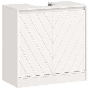HOMCOM Dulap Sub Lavoar pentru Baie cu 2 Uși și Raft Reglabil, pentru Lavoare cu sau fără Coloană, 60 x 30 x 59,8 cm, Alb | Aosom Romania