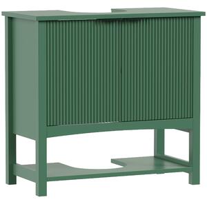 HOMCOM Dulap Sub Lavoar cu 2 Uși, Raft Deschis și Design Modern, 65x32x62 cm, Verde | Aosom Romania