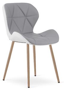 Scaun de dining MANGO din piele ecologica, gri-alb
