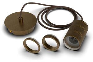 Calex Retro lampă suspendată, 1 bec, bronz, reglabil, Bronz / Alamă Veche, Camera de zi / sufragerie, Metal, Modern
