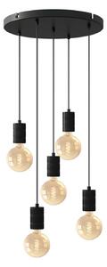 Calex Retro lampă suspendată rotundă 5 bec negru, reglabil, Negru, Camera de zi / sufragerie, Metal, Modern