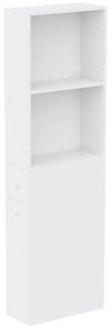HOMCOM Dulap Baie Slim cu Organizator Glisant pe Roți, Sertar și Raft Reglabil, MDF, 18 x 40 x 135 Cm, Alb | Aosom Romania