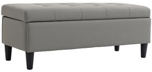 HOMCOM Bancă cu depozitare 136 L, 110x41x42 cm, piele ecologică potrivită pentru animale de companie, gri | Aosom Romania