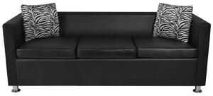 Set canapele 3 locuri și 2 locuri, negru, piele artificială
