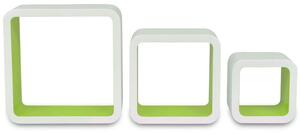 3 Rafturi de tip cub din MDF pentru cărți/DVD-uri, Alb-Verde