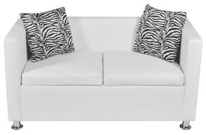 Canapea cu 2 locuri, alb, piele artificială