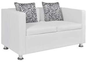Canapea cu 2 locuri, alb, piele artificială