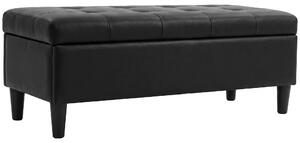 HOMCOM Bancă cu depozitare 136 L, taburet cu ladă 110x41x42 cm, piele ecologică pet-friendly, negru | Aosom Romania
