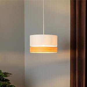 Euluna Lampa suspendată Levo, Ø 40 cm, frasin/ecru, reglabil, Alb, Camera de zi / sufragerie, Țesătură / Textil