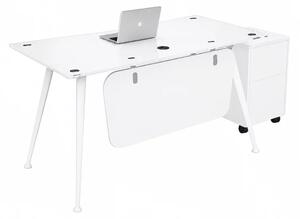 Birou Glassy cu blat din sticla si dulap lateral mobil - dimensiuni 1400*700*750 mm