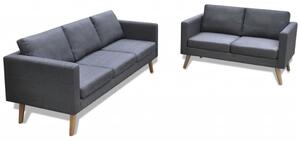 Set canapele cu 2 locuri și 3 locuri, textil, gri închis