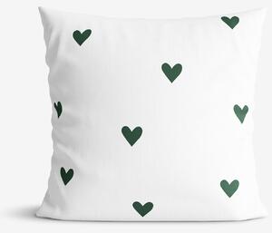 Goldea față de pernă 100% bumbac - inimioare verde închis pe alb 70 x 80 cm