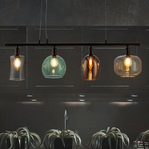 Nowa Lampă suspendată Telesto abajur sticlă 4 becuri, reglabil, Multicolor, Camera de zi / sufragerie, Sticlă