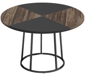 HOMCOM Masă de Dining Rotundă pentru 4-6 Persoane, Blat Bicolor MDF și Metal, 120x120x75 cm, Maro Rustic și Negru | Aosom Romania