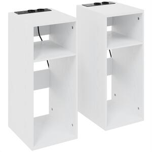 HOMCOM Set de 2 Măsuțe de Cafea Moderne cu 2 Prize AC și 2 Porturi USB, Alb | Aosom Romania