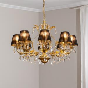 ONLI Candelabru Karen 8 becuri auriu/negru, reglabil, Auriu / Alamă, Camera de zi / sufragerie, Metal
