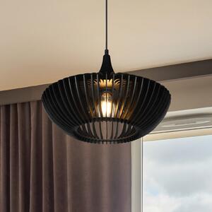 Trio Lighting Lampă suspendată Colino din lamele de lemn, negru, reglabil, Negru, Camera de zi / sufragerie, Lemn