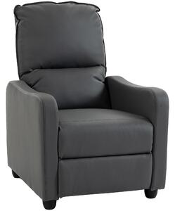 HOMCOM Fotoliu Relax Reclinabil Manual 155° cu Suport pentru Picioare, din Piele Ecologică PU, pentru Living și Dormitor, Gri Închis | Aosom Romania
