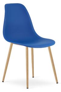 Scaun Bucatarie/Dining Velo Plus Albastru Picioare Metalice Finisaj Lemn