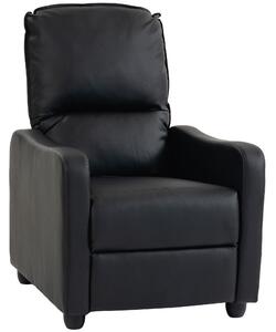 HOMCOM Fotoliu Relax Reclinabil Manual 155° cu Suport pentru Picioare, din Piele Ecologică PU, pentru Living și Dormitor, 69x91x100 cm, Negru | Aosom Romania