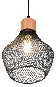 Reality Leuchten Suspensie Valeria cu abajur grilaj, Ø 18 cm, reglabil, Negru, Bucătărie, Metal, Modern